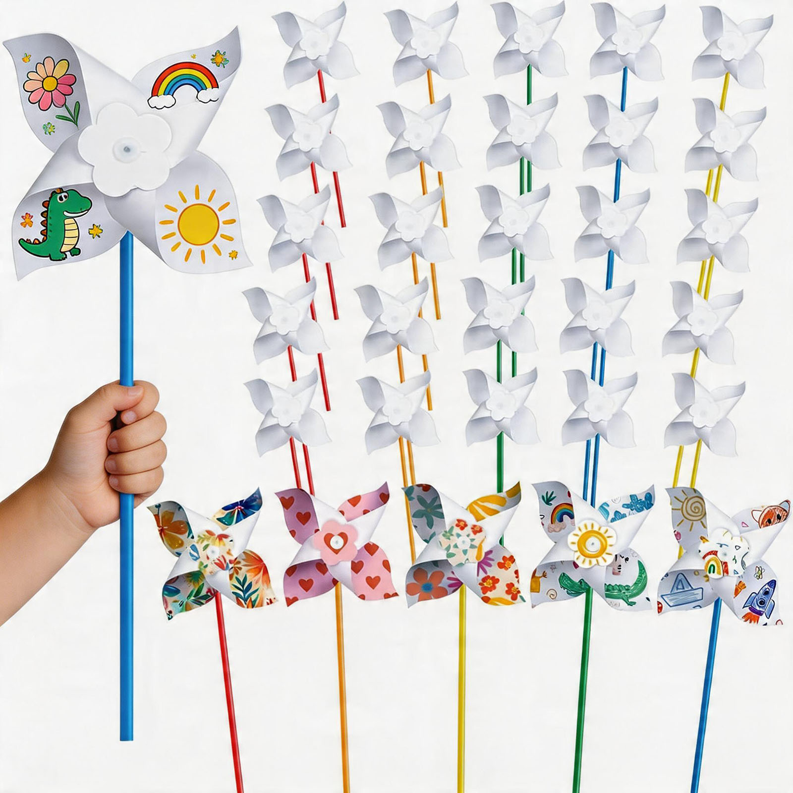 Art Craft Earth Day - 100 Peças de Cataventos de Papel